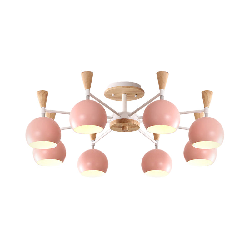 Pastel Circle Hanging Lights Metal 8 Bulbs Hanging Chandelier for Kindergarten Clearhalo 'Ceiling Lights' 'Chandeliers' Lighting' options 191343