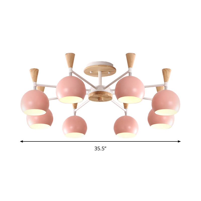 Pastel Circle Hanging Lights Metal 8 Bulbs Hanging Chandelier for Kindergarten Clearhalo 'Ceiling Lights' 'Chandeliers' Lighting' options 191344