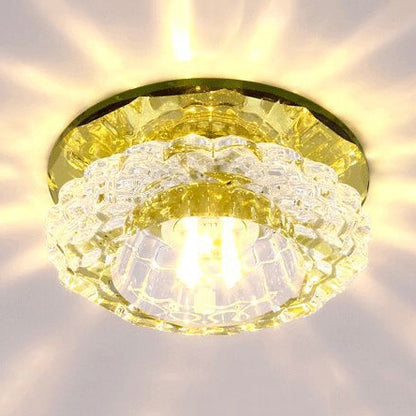 Floral Shape Crystal Flush Mount Round Flushmount Ceiling Fixture Gold Clearhalo 'Ceiling Lights' 'Close To Ceiling Lights' 'Close to ceiling' 'Flush mount' Lighting' 1913471