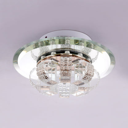Clear Crystal Block Flush Mount Ceiling Light Round Flushmount Ceiling Fixture Clear Clearhalo 'Ceiling Lights' 'Close To Ceiling Lights' 'Close to ceiling' 'Flush mount' Lighting' 1913475