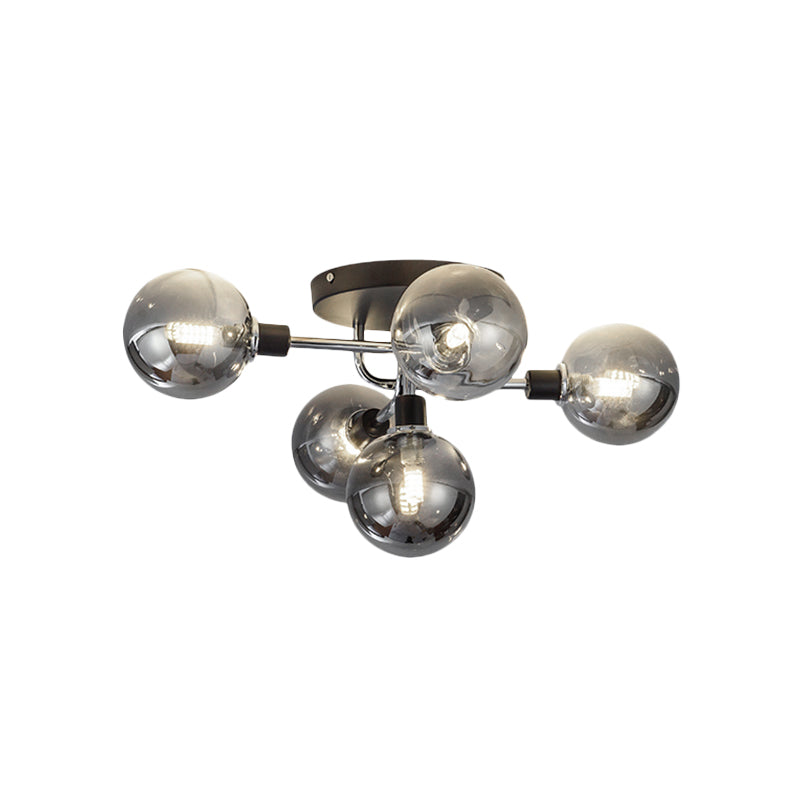 Glass Globe Shade Ceiling Light Contemporary Style Semi Flush Mount Light for Villa Dining Room Clearhalo 'Ceiling Lights' 'Close To Ceiling Lights' 'Close to ceiling' 'Glass shade' 'Glass' 'Semi-flushmount' Lighting' 1913513