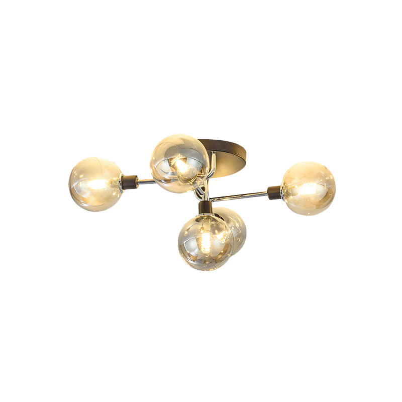 Glass Globe Shade Ceiling Light Contemporary Style Semi Flush Mount Light for Villa Dining Room Clearhalo 'Ceiling Lights' 'Close To Ceiling Lights' 'Close to ceiling' 'Glass shade' 'Glass' 'Semi-flushmount' Lighting' 1913519