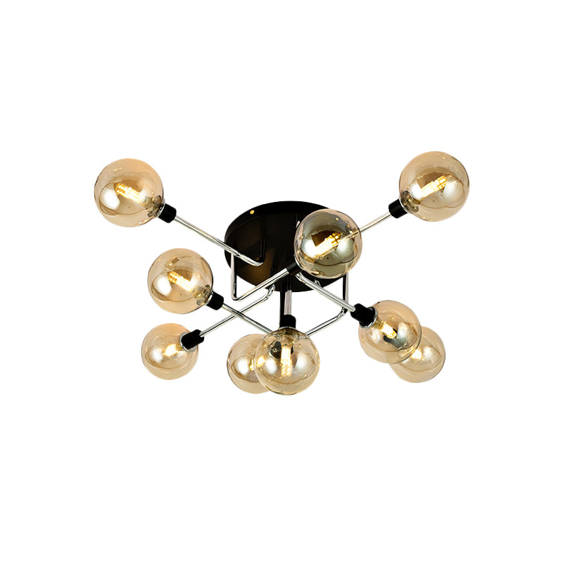 Glass Globe Shade Ceiling Light Contemporary Style Semi Flush Mount Light for Villa Dining Room Clearhalo 'Ceiling Lights' 'Close To Ceiling Lights' 'Close to ceiling' 'Glass shade' 'Glass' 'Semi-flushmount' Lighting' 1913522