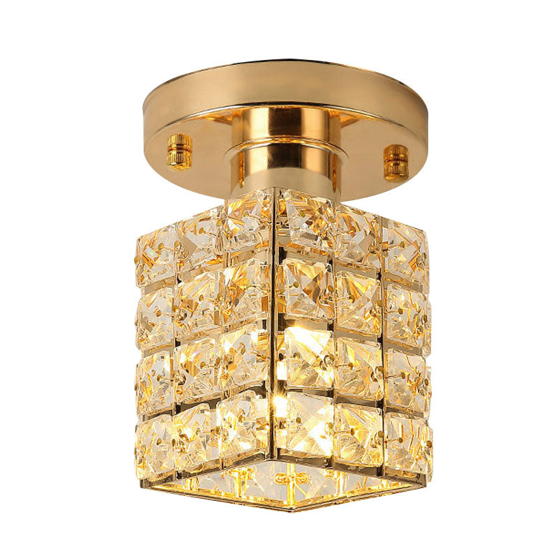 Rectangle Crystal Block Shade Semi Flushmount Light Modern Ceiling Light Clearhalo 'Ceiling Lights' 'Close To Ceiling Lights' 'Close to ceiling' 'Flush mount' Lighting' 1913565
