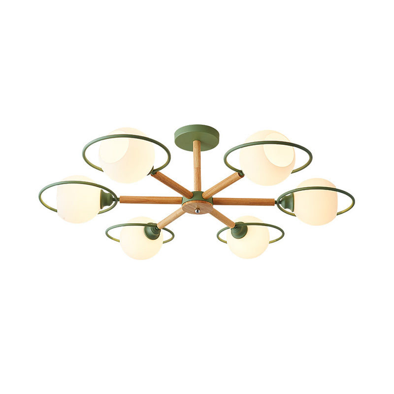 Dining Room Round Hanging Lights Glass 5 Bulbs Art Deco Hanging Pendant Fixture Clearhalo 'Ceiling Lights' 'Chandeliers' Lighting' options 191445