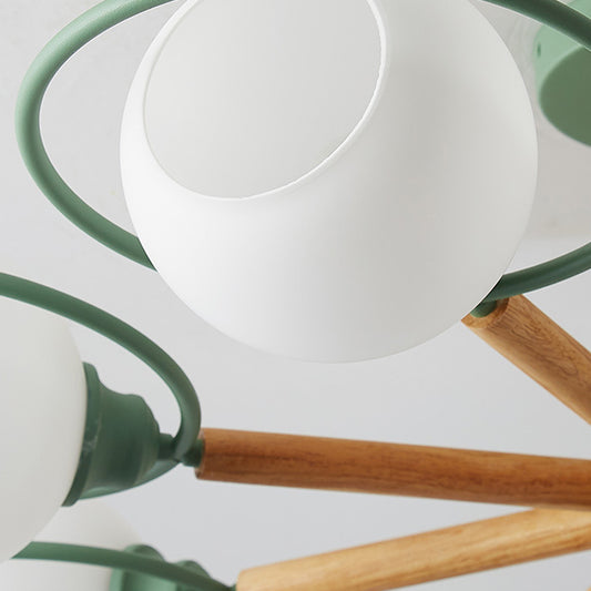 Dining Room Round Hanging Lights Glass 5 Bulbs Art Deco Hanging Pendant Fixture Clearhalo 'Ceiling Lights' 'Chandeliers' Lighting' options 191447