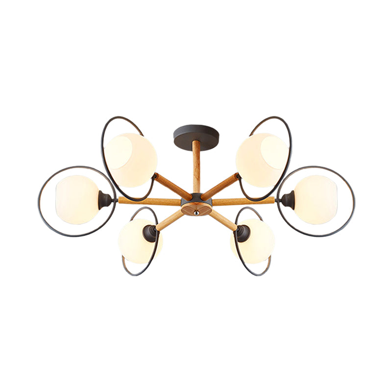 Dining Room Round Hanging Lights Glass 5 Bulbs Art Deco Hanging Pendant Fixture Clearhalo 'Ceiling Lights' 'Chandeliers' Lighting' options 191451