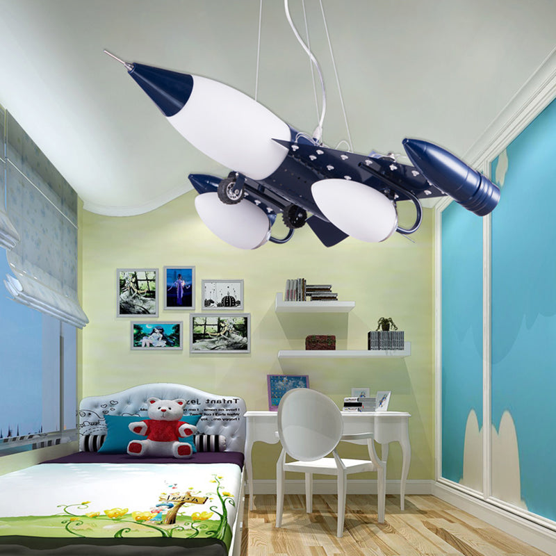 Blue Air Plane Pendant Light Cool Metal Suspension Light for Boys Bedroom Clearhalo 'Ceiling Lights' 'Chandeliers' Lighting' options 191496