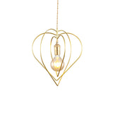 One Bulb Loving Heart Pendant Light Romantic Metal Pendant Lamp in Gold for Dining Room Hotel Clearhalo 'Ceiling Lights' 'Modern Pendants' 'Modern' 'Pendant Lights' 'Pendants' Lighting' 191563