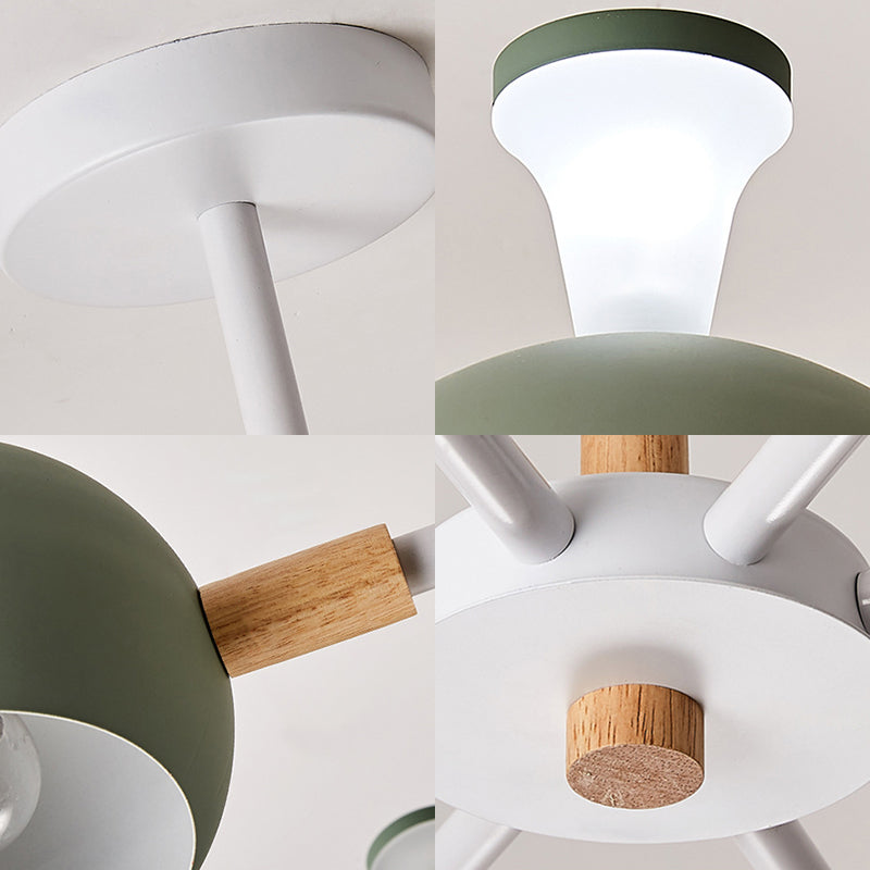 Living Room Dome Shape Hanging Light Iron 8 Bulbs Macaron Style Pendant Light Fixture Clearhalo 'Ceiling Lights' 'Chandeliers' Lighting' options 191612