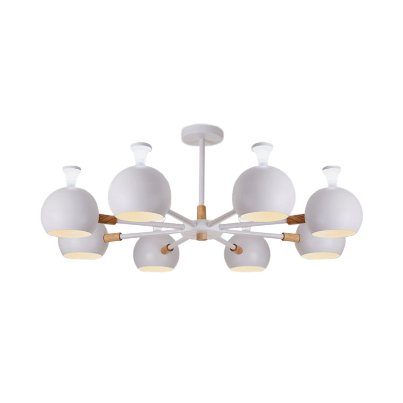 Living Room Dome Shape Hanging Light Iron 8 Bulbs Macaron Style Pendant Light Fixture Clearhalo 'Ceiling Lights' 'Chandeliers' Lighting' options 191615
