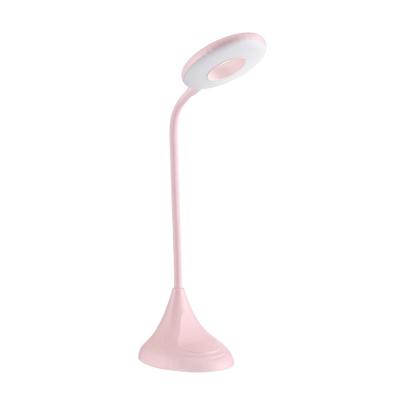Blue/Pink/White Circular Desk Lamp Modern Plastic LED Touch Sensitive Reading Light for Bedside Clearhalo 'Desk Lamps' 'Lamps' Lighting' 1916437
