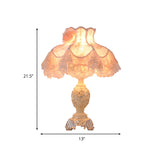 Lace Dress Night Table Light Contemporary Fabric 1-Bulb Beige Nightstand Lamp with Rose Decor Clearhalo 'Lamps' 'Table Lamps' Lighting' 1916464