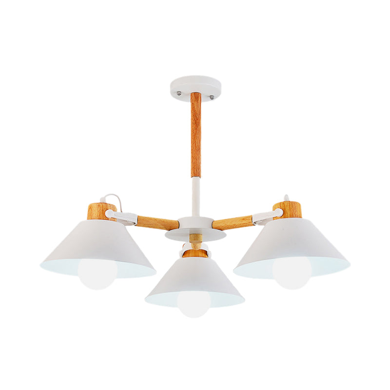 Metal Wood Cone Hanging Pendant Lights 3 Lights Chic Modern Hanging Lamp for Hallway Clearhalo 'Ceiling Lights' 'Chandeliers' Lighting' options 191653