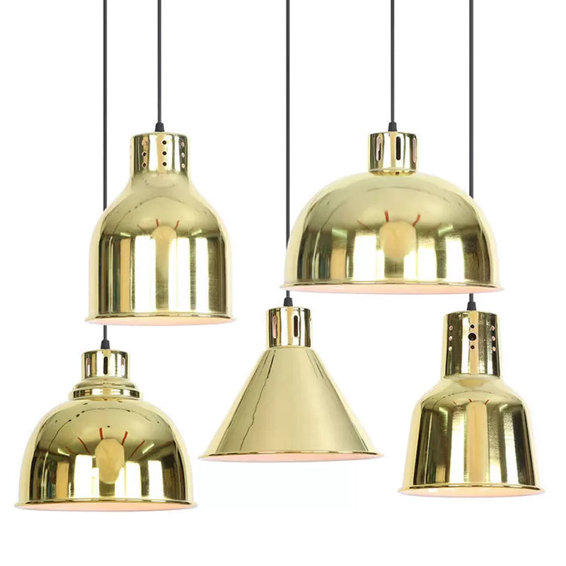 Iron Bell/Cone/Trumpet Pendant Light Kit Vintage 1 Head Living Room Down Lighting with Vent Hole in Gold Clearhalo 'Art Deco Pendants' 'Cast Iron' 'Ceiling Lights' 'Ceramic' 'Crystal' 'Industrial Pendants' 'Industrial' 'Metal' 'Middle Century Pendants' 'Pendant Lights' 'Pendants' 'Tiffany' Lighting' 1916553