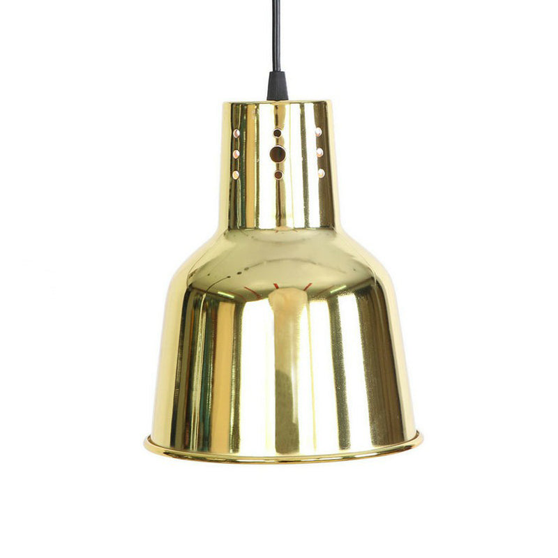 Iron Bell/Cone/Trumpet Pendant Light Kit Vintage 1 Head Living Room Down Lighting with Vent Hole in Gold Clearhalo 'Art Deco Pendants' 'Cast Iron' 'Ceiling Lights' 'Ceramic' 'Crystal' 'Industrial Pendants' 'Industrial' 'Metal' 'Middle Century Pendants' 'Pendant Lights' 'Pendants' 'Tiffany' Lighting' 1916561