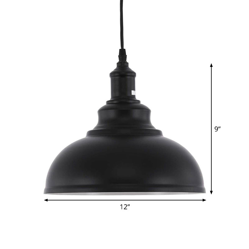 Metal Black Hanging Light Fixture Bowl 1 Head Industrial Ceiling Pendant Lamp with Plug-in Cord Clearhalo 'Art Deco Pendants' 'Black' 'Cast Iron' 'Ceiling Lights' 'Ceramic' 'Crystal' 'Industrial Pendants' 'Industrial' 'Metal' 'Middle Century Pendants' 'Pendant Lights' 'Pendants' 'Rustic Pendants' 'Tiffany' Lighting' 1916632