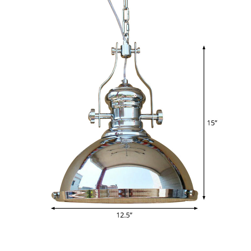 Farmhouse Cloche/Bowl Pendant Light 1 Head Metal Hanging Ceiling Light in Bronze/Chrome with Handle Clearhalo 'Art Deco Pendants' 'Cast Iron' 'Ceiling Lights' 'Ceramic' 'Crystal' 'Industrial Pendants' 'Industrial' 'Metal' 'Middle Century Pendants' 'Pendant Lights' 'Pendants' 'Tiffany' Lighting' 1916660