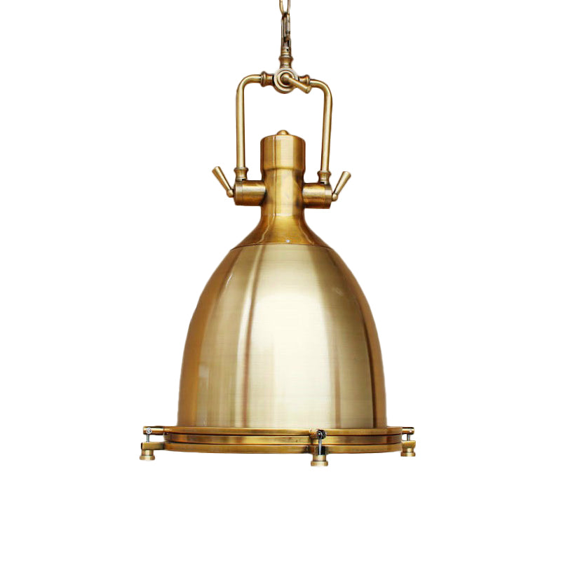 Farmhouse Cloche/Bowl Pendant Light 1 Head Metal Hanging Ceiling Light in Bronze/Chrome with Handle Clearhalo 'Art Deco Pendants' 'Cast Iron' 'Ceiling Lights' 'Ceramic' 'Crystal' 'Industrial Pendants' 'Industrial' 'Metal' 'Middle Century Pendants' 'Pendant Lights' 'Pendants' 'Tiffany' Lighting' 1916662