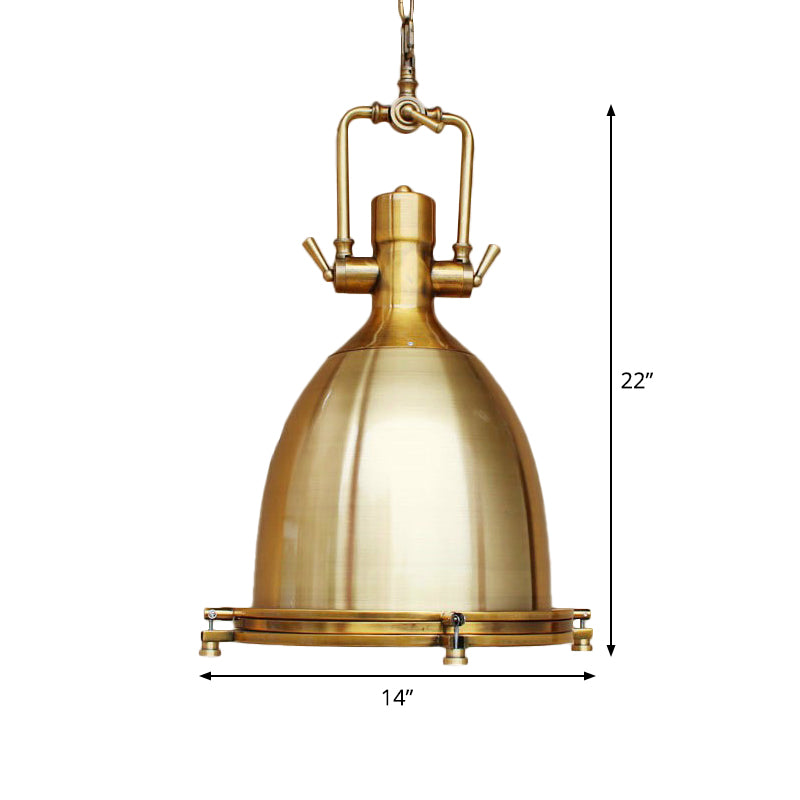 Farmhouse Cloche/Bowl Pendant Light 1 Head Metal Hanging Ceiling Light in Bronze/Chrome with Handle Clearhalo 'Art Deco Pendants' 'Cast Iron' 'Ceiling Lights' 'Ceramic' 'Crystal' 'Industrial Pendants' 'Industrial' 'Metal' 'Middle Century Pendants' 'Pendant Lights' 'Pendants' 'Tiffany' Lighting' 1916663