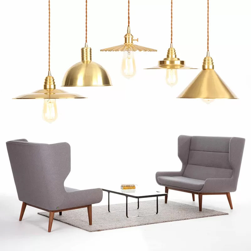 Iron Gold Finish Pendant Lamp Flat/Bowl/Cone Shade Single-Bulb Antiqued Suspension Lighting Fixture Clearhalo 'Art Deco Pendants' 'Cast Iron' 'Ceiling Lights' 'Ceramic' 'Crystal' 'Industrial Pendants' 'Industrial' 'Metal' 'Middle Century Pendants' 'Pendant Lights' 'Pendants' 'Tiffany' Lighting' 1916665