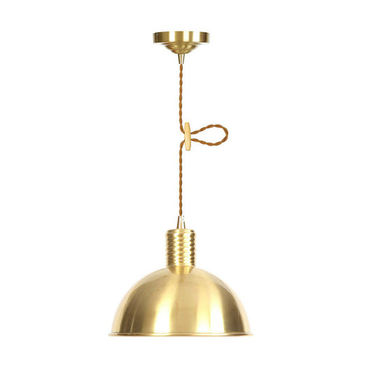 Iron Gold Finish Pendant Lamp Flat/Bowl/Cone Shade Single-Bulb Antiqued Suspension Lighting Fixture Clearhalo 'Art Deco Pendants' 'Cast Iron' 'Ceiling Lights' 'Ceramic' 'Crystal' 'Industrial Pendants' 'Industrial' 'Metal' 'Middle Century Pendants' 'Pendant Lights' 'Pendants' 'Tiffany' Lighting' 1916666
