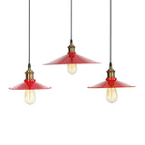 Red 1 Bulb Pendant Light Kit Loft Style Iron Saucer Shade Hanging Ceiling Light for Living Room, 8.5"/10"/14" W Red Clearhalo 'Art Deco Pendants' 'Cast Iron' 'Ceiling Lights' 'Ceramic' 'Crystal' 'Industrial Pendants' 'Industrial' 'Metal' 'Middle Century Pendants' 'Pendant Lights' 'Pendants' 'Tiffany' Lighting' 1916677