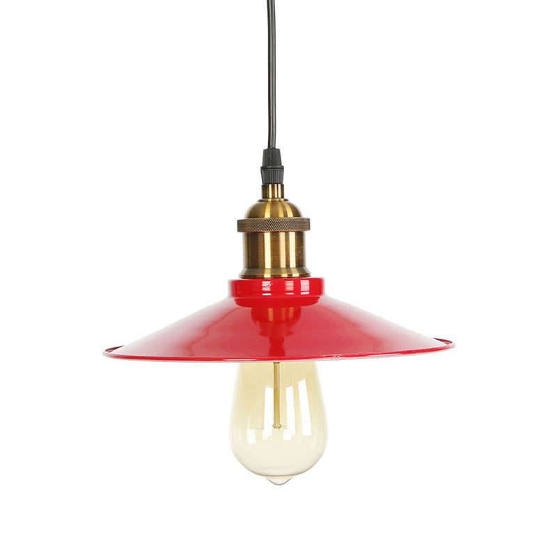 Red 1 Bulb Pendant Light Kit Loft Style Iron Saucer Shade Hanging Ceiling Light for Living Room, 8.5"/10"/14" W Clearhalo 'Art Deco Pendants' 'Cast Iron' 'Ceiling Lights' 'Ceramic' 'Crystal' 'Industrial Pendants' 'Industrial' 'Metal' 'Middle Century Pendants' 'Pendant Lights' 'Pendants' 'Tiffany' Lighting' 1916678