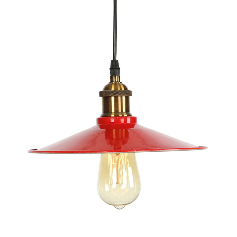 Red 1 Bulb Pendant Light Kit Loft Style Iron Saucer Shade Hanging Ceiling Light for Living Room, 8.5"/10"/14" W Clearhalo 'Art Deco Pendants' 'Cast Iron' 'Ceiling Lights' 'Ceramic' 'Crystal' 'Industrial Pendants' 'Industrial' 'Metal' 'Middle Century Pendants' 'Pendant Lights' 'Pendants' 'Tiffany' Lighting' 1916679