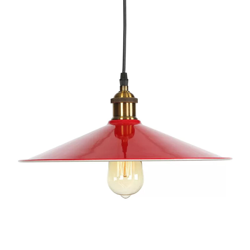 Red 1 Bulb Pendant Light Kit Loft Style Iron Saucer Shade Hanging Ceiling Light for Living Room, 8.5"/10"/14" W Clearhalo 'Art Deco Pendants' 'Cast Iron' 'Ceiling Lights' 'Ceramic' 'Crystal' 'Industrial Pendants' 'Industrial' 'Metal' 'Middle Century Pendants' 'Pendant Lights' 'Pendants' 'Tiffany' Lighting' 1916680