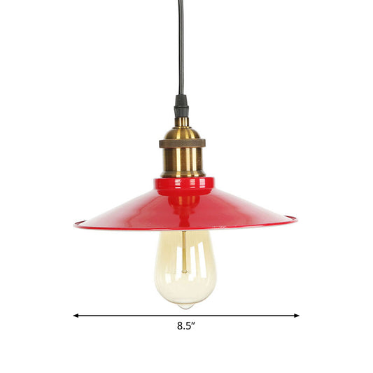 Red 1 Bulb Pendant Light Kit Loft Style Iron Saucer Shade Hanging Ceiling Light for Living Room, 8.5"/10"/14" W Clearhalo 'Art Deco Pendants' 'Cast Iron' 'Ceiling Lights' 'Ceramic' 'Crystal' 'Industrial Pendants' 'Industrial' 'Metal' 'Middle Century Pendants' 'Pendant Lights' 'Pendants' 'Tiffany' Lighting' 1916681