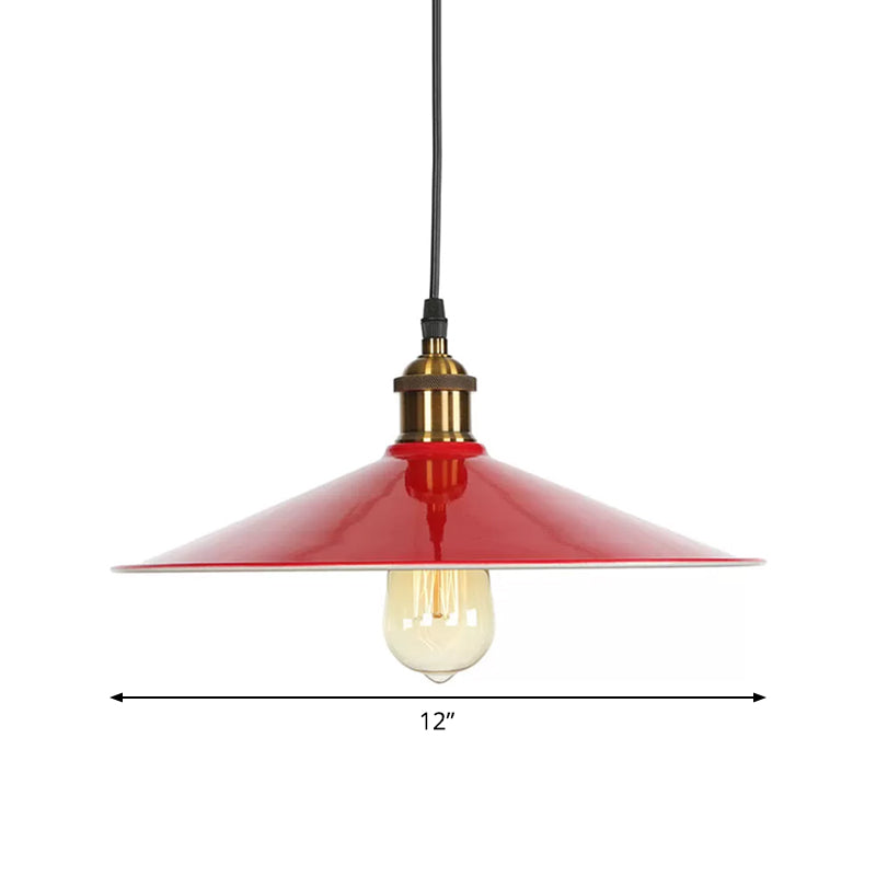 Red 1 Bulb Pendant Light Kit Loft Style Iron Saucer Shade Hanging Ceiling Light for Living Room, 8.5"/10"/14" W Clearhalo 'Art Deco Pendants' 'Cast Iron' 'Ceiling Lights' 'Ceramic' 'Crystal' 'Industrial Pendants' 'Industrial' 'Metal' 'Middle Century Pendants' 'Pendant Lights' 'Pendants' 'Tiffany' Lighting' 1916683