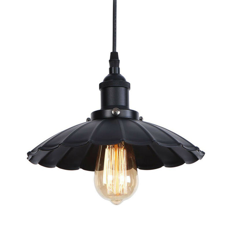 Black/Bronze/Rust 1 Bulb Pendant Lighting Industrial Metal Scallop Hanging Ceiling Light with Cord Grip Clearhalo 'Art Deco Pendants' 'Black' 'Cast Iron' 'Ceiling Lights' 'Ceramic' 'Crystal' 'Industrial Pendants' 'Industrial' 'Metal' 'Middle Century Pendants' 'Pendant Lights' 'Pendants' 'Rustic Pendants' 'Tiffany' Lighting' 1916740