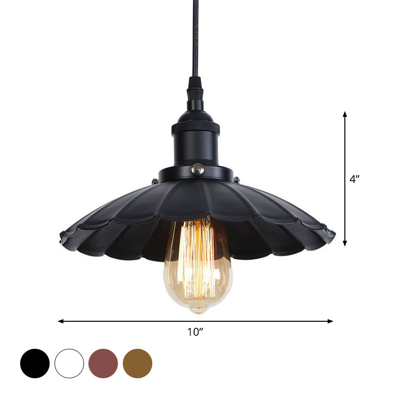 Black/Bronze/Rust 1 Bulb Pendant Lighting Industrial Metal Scallop Hanging Ceiling Light with Cord Grip Clearhalo 'Art Deco Pendants' 'Black' 'Cast Iron' 'Ceiling Lights' 'Ceramic' 'Crystal' 'Industrial Pendants' 'Industrial' 'Metal' 'Middle Century Pendants' 'Pendant Lights' 'Pendants' 'Rustic Pendants' 'Tiffany' Lighting' 1916741