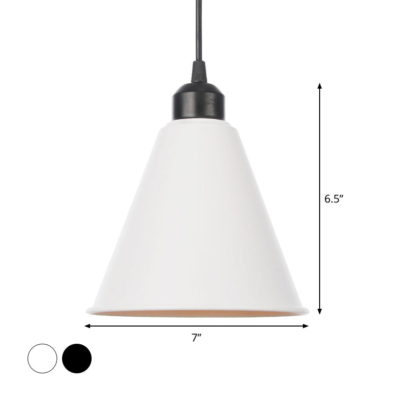 1 Head Ceiling Hang Lamp Rustic Living Room Pendant Light Kit with Flared/Scalloped/Horn Iron Shade in Black/White Clearhalo 'Art Deco Pendants' 'Black' 'Cast Iron' 'Ceiling Lights' 'Ceramic' 'Crystal' 'Industrial Pendants' 'Industrial' 'Metal' 'Middle Century Pendants' 'Pendant Lights' 'Pendants' 'Rustic Pendants' 'Tiffany' Lighting' 1916770