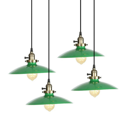 Iron Green Hanging Pendant Flat Bowl 1 Light Loft Style Suspended Lighting Fixture Green Clearhalo 'Art Deco Pendants' 'Cast Iron' 'Ceiling Lights' 'Ceramic' 'Crystal' 'Industrial Pendants' 'Industrial' 'Metal' 'Middle Century Pendants' 'Pendant Lights' 'Pendants' 'Tiffany' Lighting' 1916776