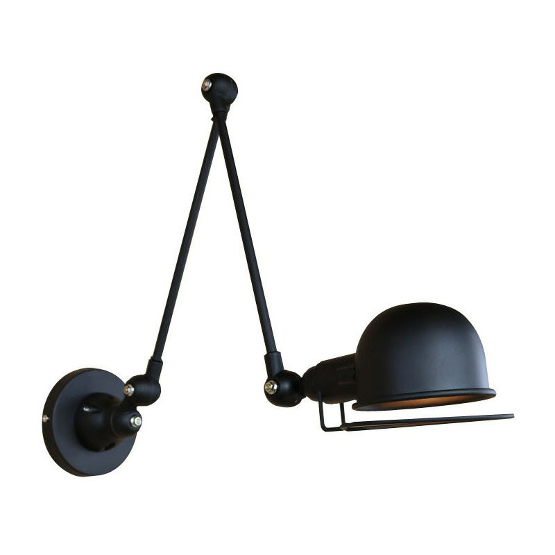 1-Light Bowl Rotatable Task Wall Light Industrial Black Iron Wall Mount Light Fixture with Frame Guard Clearhalo 'Art deco wall lights' 'Cast Iron' 'Glass' 'Industrial wall lights' 'Industrial' 'Middle century wall lights' 'Modern' 'Rustic wall lights' 'Tiffany' 'Traditional wall lights' 'Wall Lamps & Sconces' 'Wall Lights' Lighting' 1916841