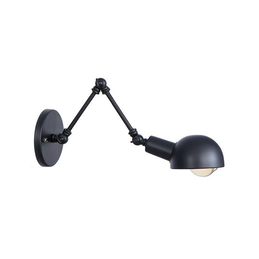 Black Bowl Swivelable Wall Light Kit Vintage Iron 8"/19.5"+19.5" Wide 1 Bulb Bedroom Wall Mounted Reading Lamp Black 4"+4" Clearhalo 'Art deco wall lights' 'Cast Iron' 'Glass' 'Industrial wall lights' 'Industrial' 'Middle century wall lights' 'Modern' 'Rustic wall lights' 'Tiffany' 'Traditional wall lights' 'Wall Lamps & Sconces' 'Wall Lights' Lighting' 1916891