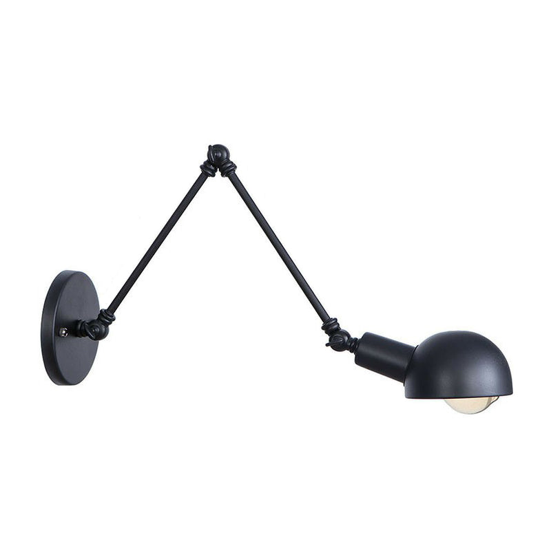 Black Bowl Swivelable Wall Light Kit Vintage Iron 8"/19.5"+19.5" Wide 1 Bulb Bedroom Wall Mounted Reading Lamp Black 8"+8" Clearhalo 'Art deco wall lights' 'Cast Iron' 'Glass' 'Industrial wall lights' 'Industrial' 'Middle century wall lights' 'Modern' 'Rustic wall lights' 'Tiffany' 'Traditional wall lights' 'Wall Lamps & Sconces' 'Wall Lights' Lighting' 1916893