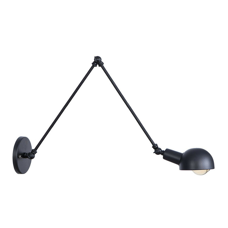 Black Bowl Swivelable Wall Light Kit Vintage Iron 8"/19.5"+19.5" Wide 1 Bulb Bedroom Wall Mounted Reading Lamp Black 16"+16" Clearhalo 'Art deco wall lights' 'Cast Iron' 'Glass' 'Industrial wall lights' 'Industrial' 'Middle century wall lights' 'Modern' 'Rustic wall lights' 'Tiffany' 'Traditional wall lights' 'Wall Lamps & Sconces' 'Wall Lights' Lighting' 1916905