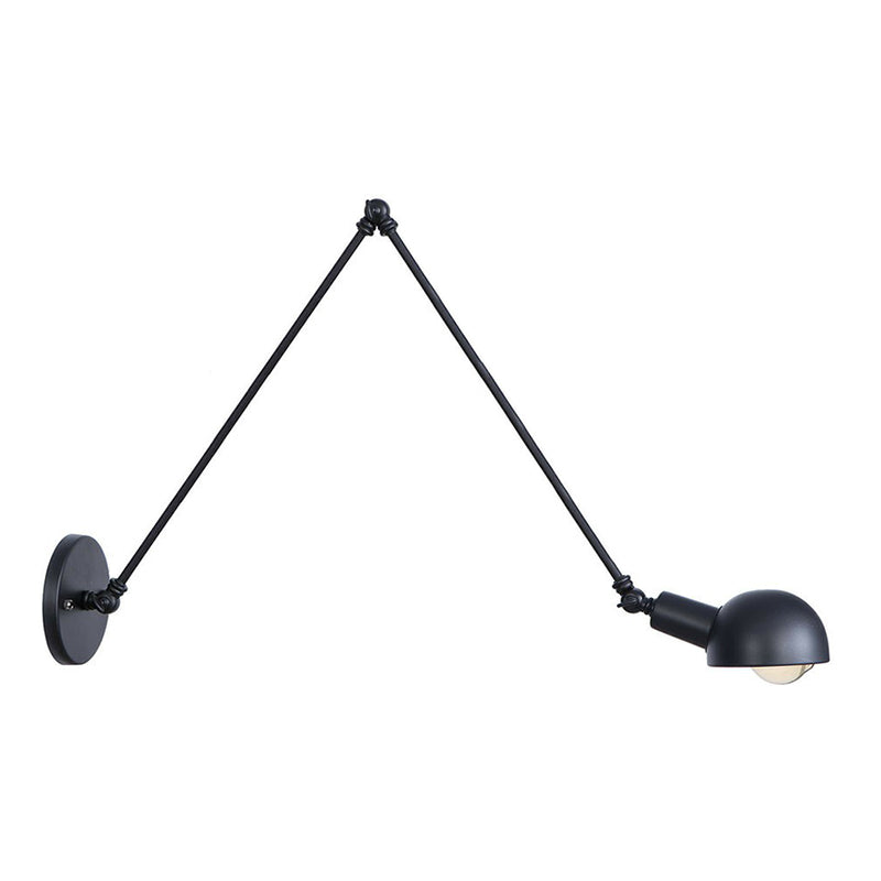 Black Bowl Swivelable Wall Light Kit Vintage Iron 8"/19.5"+19.5" Wide 1 Bulb Bedroom Wall Mounted Reading Lamp Black 19.5"+19.5" Clearhalo 'Art deco wall lights' 'Cast Iron' 'Glass' 'Industrial wall lights' 'Industrial' 'Middle century wall lights' 'Modern' 'Rustic wall lights' 'Tiffany' 'Traditional wall lights' 'Wall Lamps & Sconces' 'Wall Lights' Lighting' 1916907