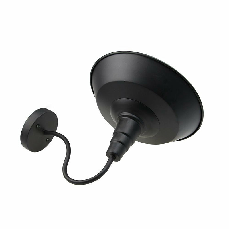 Metallic Black Wall Light Fixture Barn Shade 1 Head Rustic Wall Mount Lamp with Gooseneck Arm Clearhalo 'Art deco wall lights' 'Cast Iron' 'Glass' 'Industrial wall lights' 'Industrial' 'Middle century wall lights' 'Modern' 'Rustic wall lights' 'Tiffany' 'Traditional wall lights' 'Wall Lamps & Sconces' 'Wall Lights' Lighting' 1916938