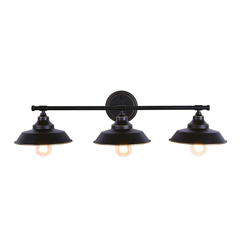 3 Lights Barn Wall Mounted Lamp Country Style Black Iron Wall Light Fixture with Linear Arm Clearhalo 'Art deco wall lights' 'Cast Iron' 'Glass' 'Industrial wall lights' 'Industrial' 'Middle century wall lights' 'Modern' 'Rustic wall lights' 'Tiffany' 'Traditional wall lights' 'Wall Lamps & Sconces' 'Wall Lights' Lighting' 1916960