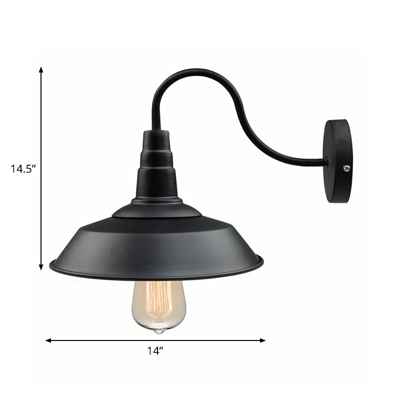 Black Finish 1 Head Wall Light Fixture Rural Iron Barn Wall Mount Lamp with Gooseneck Arm Clearhalo 'Art deco wall lights' 'Cast Iron' 'Glass' 'Industrial wall lights' 'Industrial' 'Middle century wall lights' 'Modern' 'Rustic wall lights' 'Tiffany' 'Traditional wall lights' 'Wall Lamps & Sconces' 'Wall Lights' Lighting' 1916969