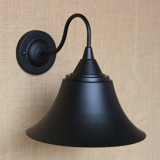 Iron Carillon Wall Lighting Ideas Rural 1-Light Bistro Gooseneck Wall Mounted Light in Black/Antique Black/Rust Black Clearhalo 'Art deco wall lights' 'Cast Iron' 'Glass' 'Industrial wall lights' 'Industrial' 'Middle century wall lights' 'Modern' 'Rustic wall lights' 'Tiffany' 'Traditional wall lights' 'Wall Lamps & Sconces' 'Wall Lights' Lighting' 1916980