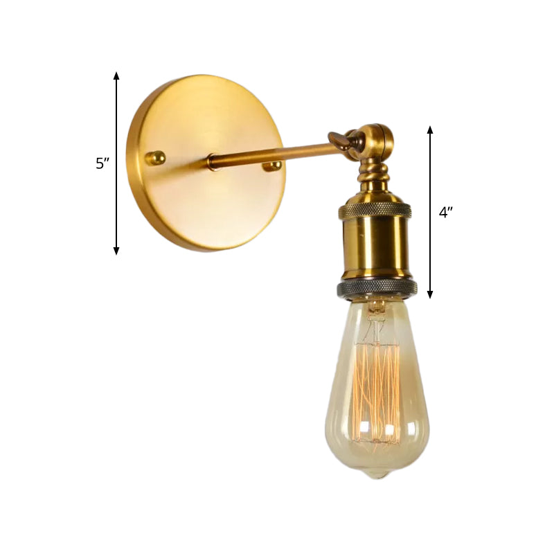 Brass Finish Swing Arm Wall Lighting Vintage Metallic Single Dining Room Wall Mounted Lamp with/without Shade Clearhalo 'Art deco wall lights' 'Cast Iron' 'Glass' 'Industrial wall lights' 'Industrial' 'Middle century wall lights' 'Modern' 'Rustic wall lights' 'Tiffany' 'Traditional wall lights' 'Wall Lamps & Sconces' 'Wall Lights' Lighting' 1917070