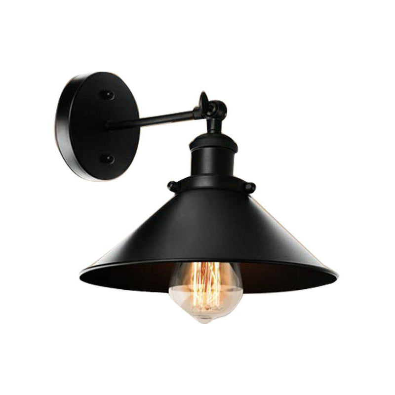 Conic Shade Bedside Reading Wall Lamp Vintage Metal 1/2-Head Black Rotatable Wall Mount Light Fixture Clearhalo 'Art deco wall lights' 'Cast Iron' 'Glass' 'Industrial wall lights' 'Industrial' 'Middle century wall lights' 'Modern' 'Rustic wall lights' 'Tiffany' 'Traditional wall lights' 'Wall Lamps & Sconces' 'Wall Lights' Lighting' 1917108
