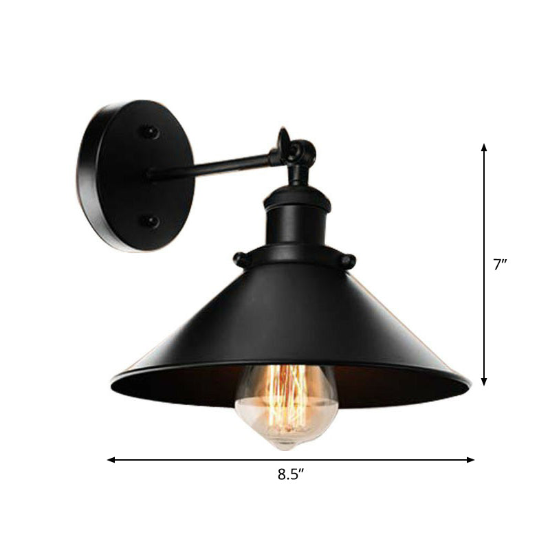 Conic Shade Bedside Reading Wall Lamp Vintage Metal 1/2-Head Black Rotatable Wall Mount Light Fixture Clearhalo 'Art deco wall lights' 'Cast Iron' 'Glass' 'Industrial wall lights' 'Industrial' 'Middle century wall lights' 'Modern' 'Rustic wall lights' 'Tiffany' 'Traditional wall lights' 'Wall Lamps & Sconces' 'Wall Lights' Lighting' 1917109