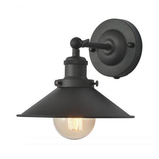 Black 1 Bulb Rotatable Wall Light Vintage Iron Cone Shade Plug-in/Plug-less Wall Mounted Lamp for Bedroom Black A Clearhalo 'Art deco wall lights' 'Cast Iron' 'Glass' 'Industrial wall lights' 'Industrial' 'Middle century wall lights' 'Modern' 'Rustic wall lights' 'Tiffany' 'Traditional wall lights' 'Wall Lamps & Sconces' 'Wall Lights' Lighting' 1917110