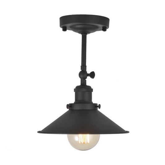 Black 1 Bulb Rotatable Wall Light Vintage Iron Cone Shade Plug-in/Plug-less Wall Mounted Lamp for Bedroom Clearhalo 'Art deco wall lights' 'Cast Iron' 'Glass' 'Industrial wall lights' 'Industrial' 'Middle century wall lights' 'Modern' 'Rustic wall lights' 'Tiffany' 'Traditional wall lights' 'Wall Lamps & Sconces' 'Wall Lights' Lighting' 1917111